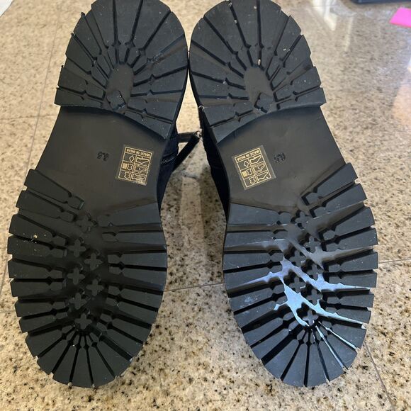 EUC Free People Tate Black Suede Chelsea Boots Size 6.5 Women's Side Zip Chunky - Picture 13 of 14